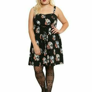 Torrid Sz 2 Tripp Koi Skull Corset Skater Dress